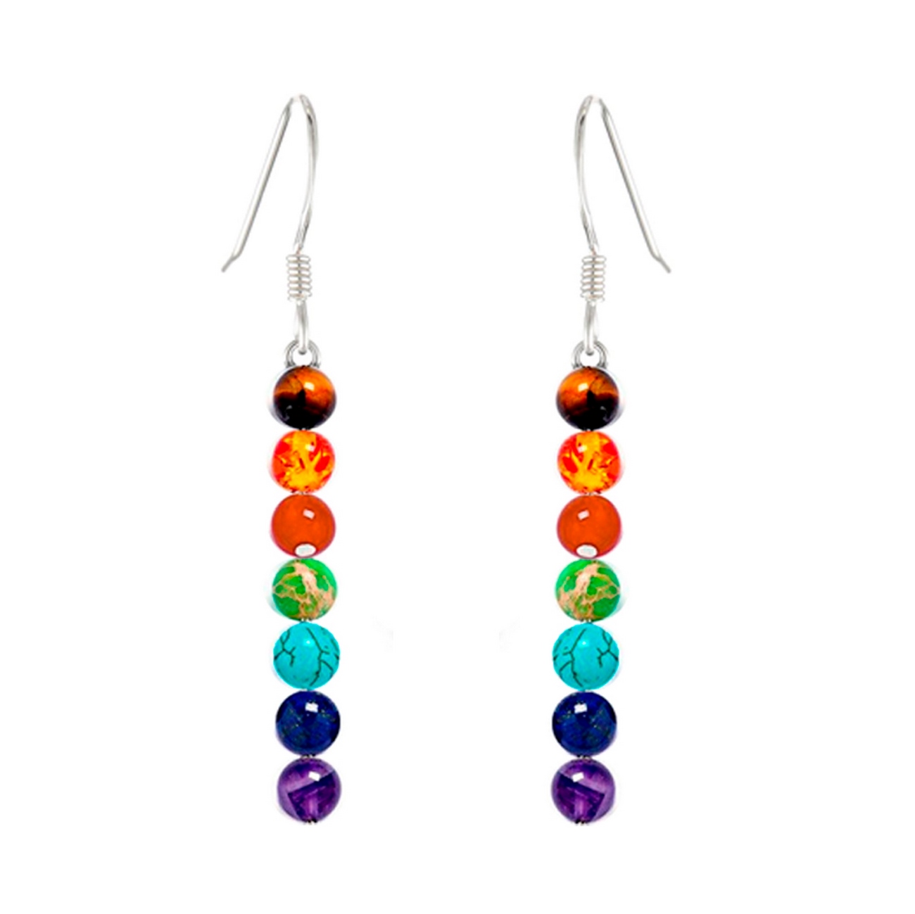 Aretes Cuarzo 7 Chakras + Estuche 